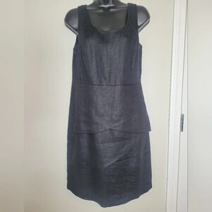 Adrienne Vittadini Sleeveless Tiered Layered Black Linen Cocktail Dress …